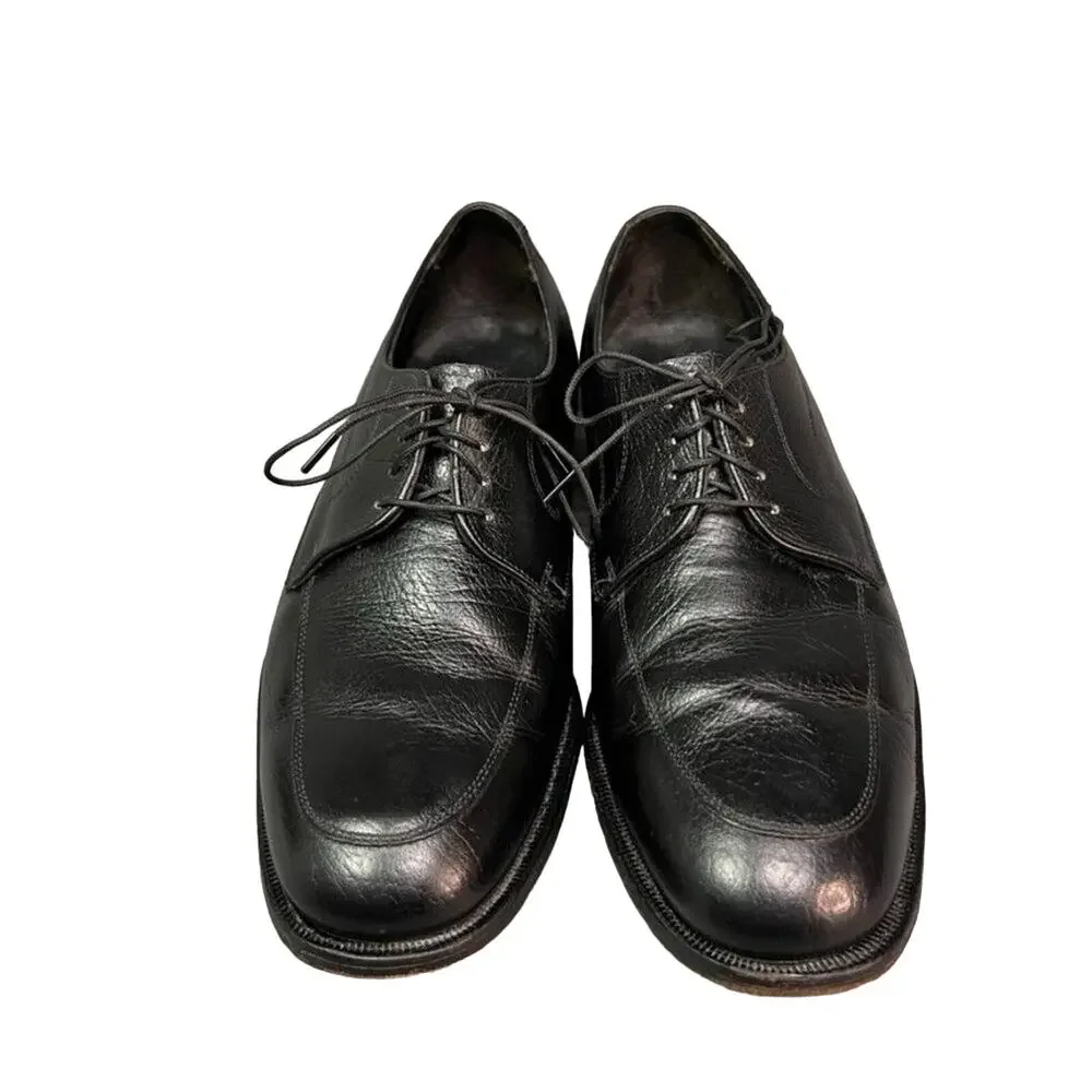 The Florsheim Shoe Mens 8.5 Black Moc Toe Leather Lace Up Oxfords Dressy